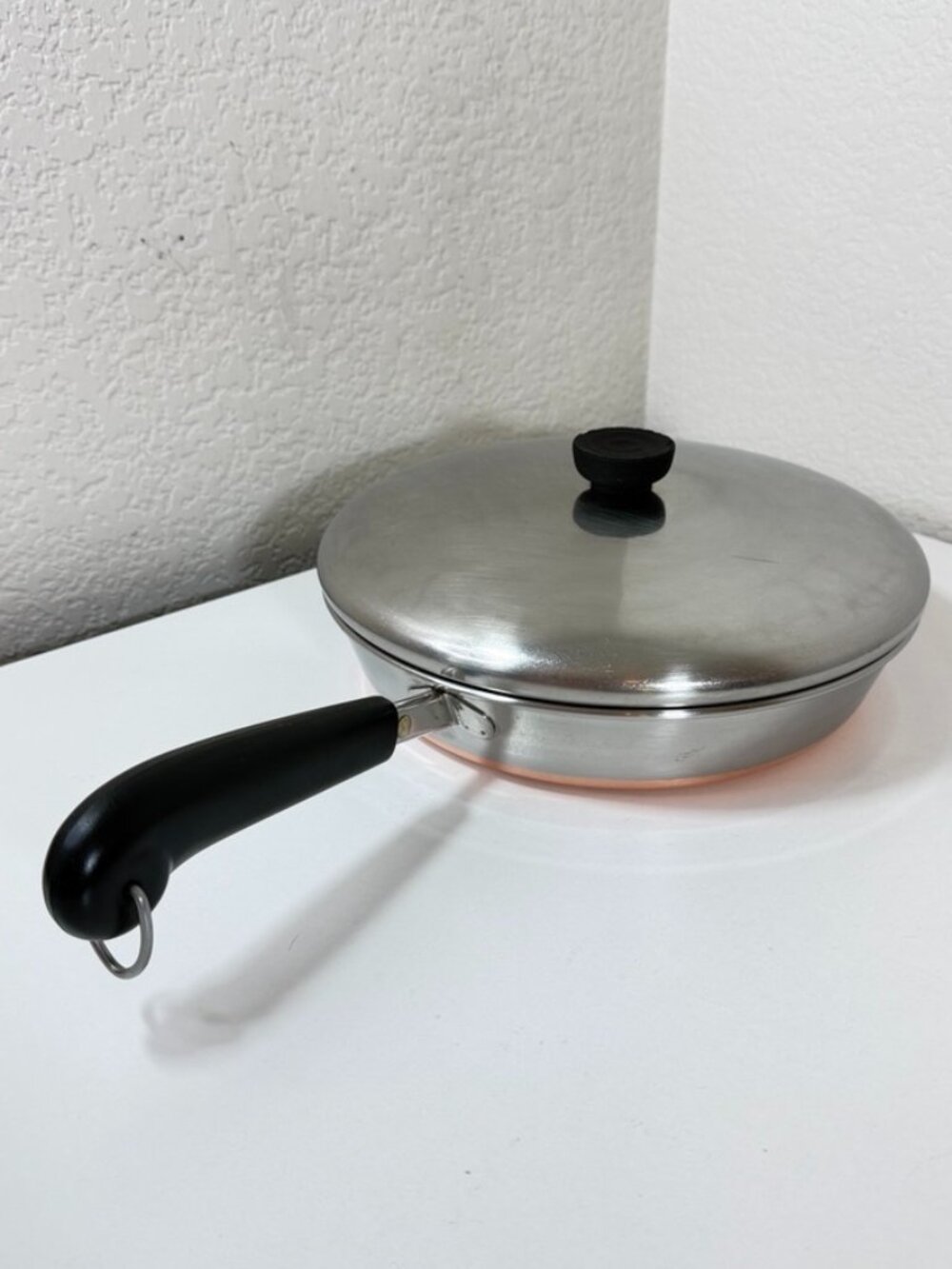 VTG Revere Ware 10" Copper Clad Skillet Frying Pan 1801 Clinton ILL USA w/ Lid